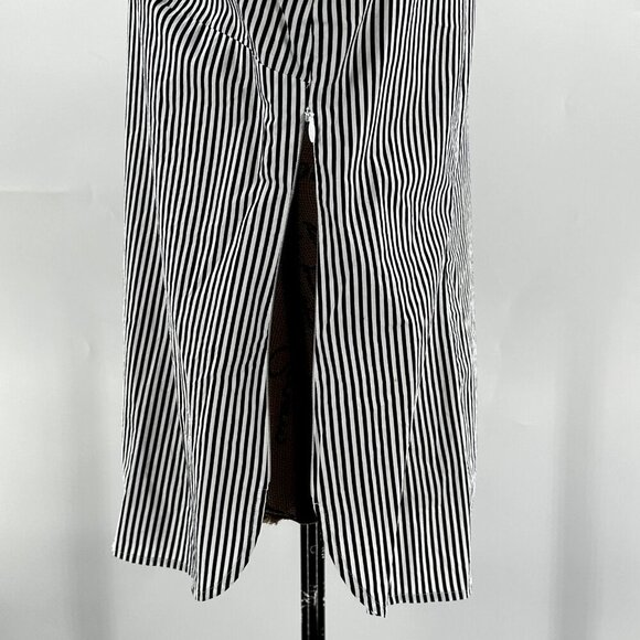 TALBOTS Blouse Womens Petite Large Black White Striped Long Sleeve Side Zip Top - Picture 4 of 7